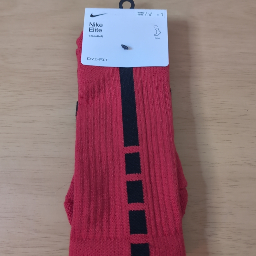 Nike Elite Dri Fit Crew Socks - SX7622 657 - Red / Black - Men's Size: L
